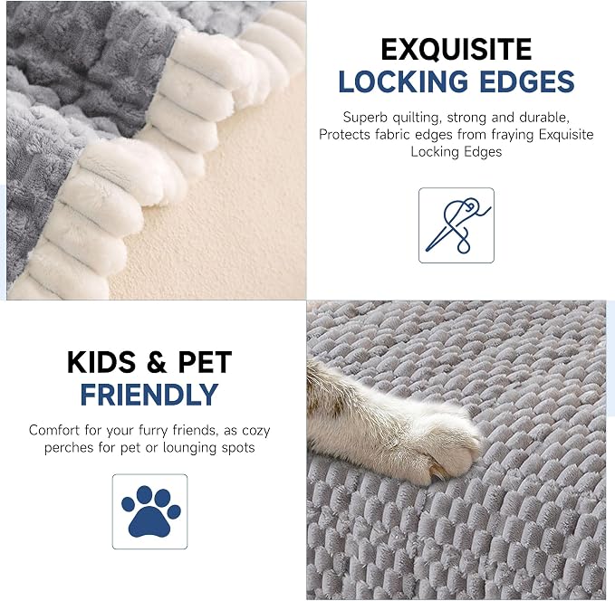 OTOB Couch Covers for Dogs Washable Non Slip Pet Couch Cover Protector | Light Gray, 23.6" x 47.2", Fuzzy Soft Plush, Pet Friendly, All Seasons, Breathable, Modern, Thick Wear-Resistant, Sofa Cover - Image 4