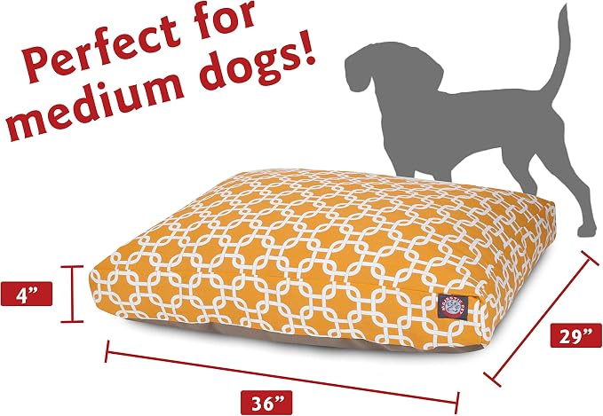 Yellow Links Medium Rectangle Indoor Outdoor Pet Dog Bed With Removable Washable Cover By Majestic Pet Products - Image 3