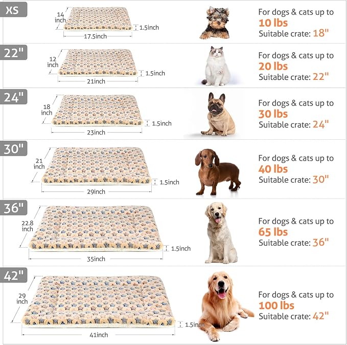 Mora Pets Dog Bed Crate Pad Ultra Soft Pet Bed with Cute Star Print Washable Crate Mat for Large Medium Small Dogs Reversible Fleece Dog Crate Kennel Mat Cat Bed Liner 41 x 29 inch Brown - Image 4