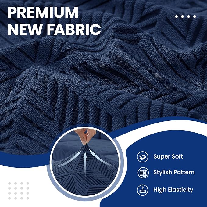 YEMYHOM Pack of 2 Throw Pillow Covers 18 x 18 Inch High Stretch Jacquard Pillowcase for Couch Sofa Living Room Home Decor, Navy - Image 3