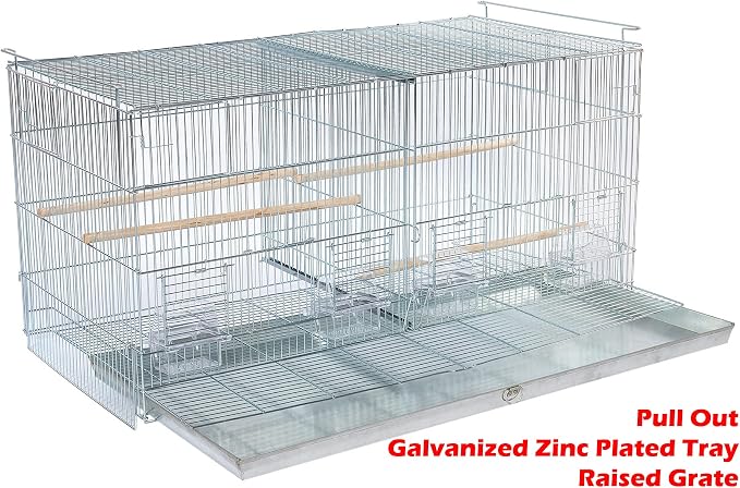 Combo: Large NO Rust Stainless Galvanized Stack and Lock Double Breeder Cage Bird Breeding Cage with Removable Center Divider Side Nest Box Doors Removabel Rolling Stand - Image 3