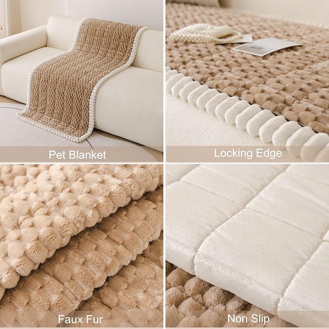 Faux Fur Couch Cover for Dogs Washable, Soft Cozy Non Slip Sectional Sofa Cover, Pet Couch Covers for 3 Cushion Sofa L Shaped, Furniture Protector for Pets Kids(Coffee,28"x70") - Image 7