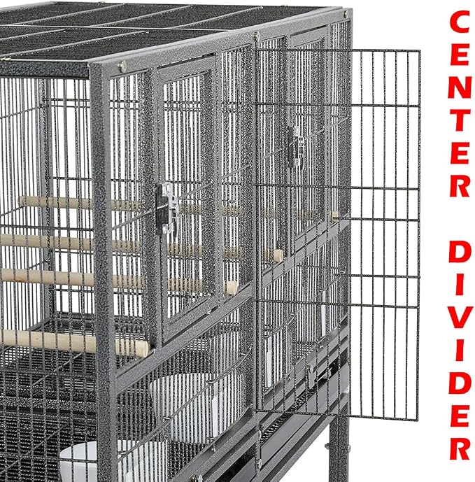 Single Stackable Sturdy Wrought Iron Center Divided Breeder Breeding Bird Flight Double Home Cage Side Nest Box Doors for Aviaries Canaries Cockatiels Finches Budgies Small Parrots - Image 3