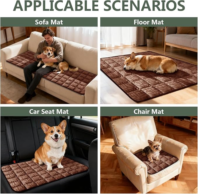 Paw Cart Couch Cover Caravan Quilted Sofa Topper Greek Key Pattern Washable Non Slip Soft Pet Protector for Any Type of Couch (XiuHong,W 59“ x D 28” 1 Piece) - Image 3