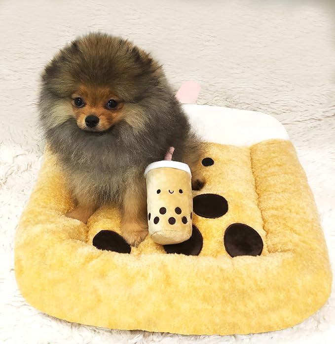 TONBO Soft Plush Small Cute and Cozy Food Dog Cat Bed, Washer and Dryer Friendly (Boba) - Image 5