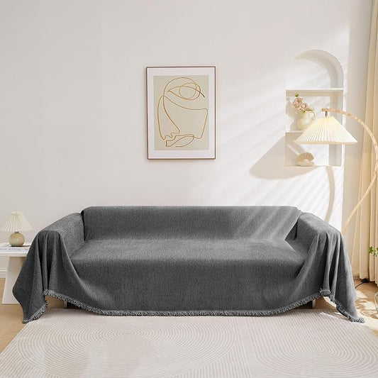 MEETSKY Oversized Couch Cover Sofa Cover for 3 Cushion Couch Sofa ，Washable Sofa Covers for Living Room Sectional Sofa Covers for Dogs Couch Protector, 91" x 150", Charcoal Gray by MEETSKY