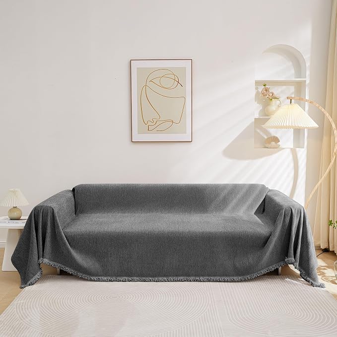 MEETSKY Sofa Covers for Pets Washable Couch Covers for 3 Cushion Couch Sofa Pet Friendly Oversized Sofa Slipcovers, Sofa Throw Blanket for Dogs Couch Protector, 91"x 134", Charcoal Gray - Image 8