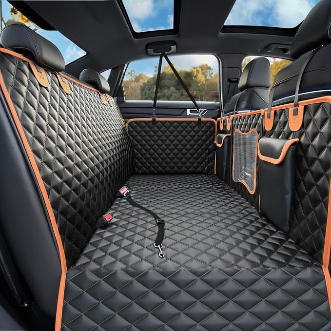 Back Seat Extender for Dogs,Dog Car Seat Cover for Back Seat with Hard Bottom Holds 500 lbs,Car Seat Protector,Waterproof Extender for Dogs,Dog HammockPet Bed for Full-Size Cars,SUVs, Small Trucks by Unknown