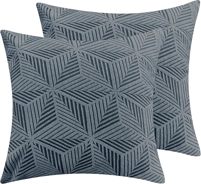 YEMYHOM Pack of 2 Throw Pillow Covers 18 x 18 Inch High Stretch Jacquard Pillowcase for Couch Sofa Living Room Home Decor, Dark Gray by YEMYHOM