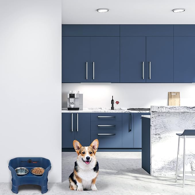 Neater Feeder Deluxe Mess-Proof Elevated Dog Bowls for Medium Dogs (19–40 lbs), 2 Height Adjustable (10” & 12.5”) No-Spill Raised Dog Bowl Stand, Stainless Steel Food Bowl Set, Made in USA, Dark Blue - Image 7