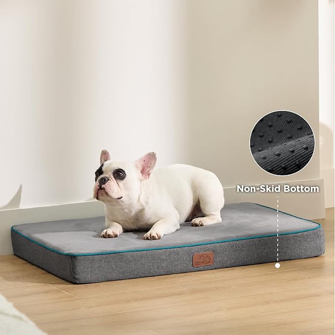 Bedsure Memory Foam Dog Bed for Small Dogs - Orthopedic Pet Beds for Crate with Removable Washable Cover and Nonskid Bottom - Plush Flannel Fleece Top Pet Mat, Grey | Dual-layer Foam Mat for Optimal Support,Comfy Plush Flannel Fleece Pet Pillow , Remov... - Image 6