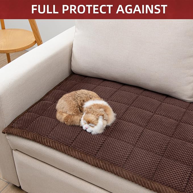 Pet Couch Covers,Couch Cover for Dogs Washable,Anti Slip Dog Sofa Covers Couch Protector Sofa Mat,Seat Cover,Dog Mat,Pet Pad for Furniture 1 Piece (Brown, 21''x47''/Rectangular) - Image 2