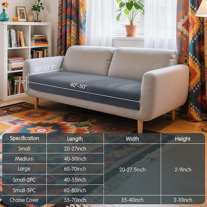 Hokway Couch Cushion Covers Stretch Cushion Covers Sofa Seat Cushion Slipcover Cushion Protector(Gray, Medium) - Image 3