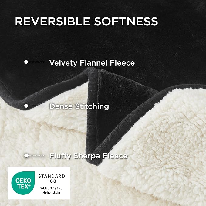 Bedsure Waterproof Dog Blankets for Medium Dogs Washable Soft Warm, 30"X40" | Plush Sherpa Fleece Cat Puppy Blanket for Couch Protector, Reversible Cozy Calming Throw for Pet Indoor,Black - Image 3
