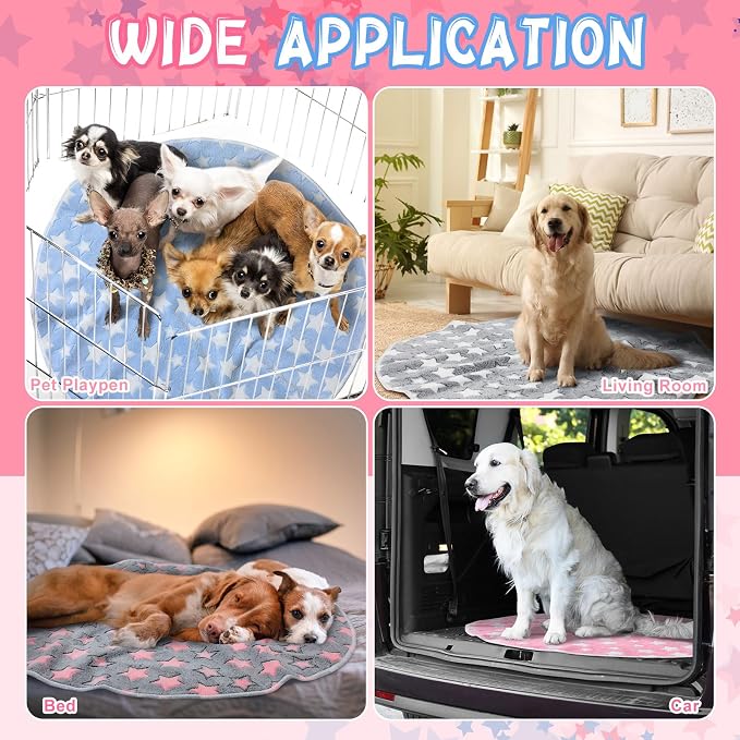 Hahafelt 4 Pcs Round Whelping Pee Pads Washable for Dogs Waterproof Pet Training Mats Reusable Puppy Whelping Pads Non Slip Cat Dog Bed Mat for Crate Kennel(Large Star,36 Inches) - Image 4