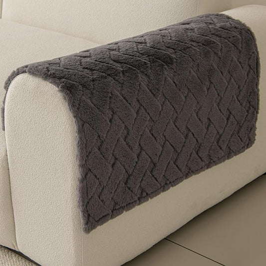 Waterproof Dog Bed Cover Non Slip Couch Cover for Dogs Washable Soft Faux Fur Sofa Cover Couch Covers for 3 Cushion Couch Sofa Pet Friendly (Grey, 22.5x22.5（2pc）) by Unknown