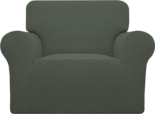 Easy-Going Stretch Chair Slipcover with Arm Washable Olive Green | 1-Piece Couch Sofa Cover Furniture Protector for Living Room Soft with Bottom For Kids, Pet. Spandex Jacquard by Easy-Going