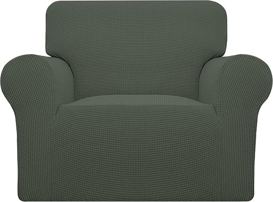 Easy-Going Stretch Oversized Chair Slipcover with Arm Washable Olive Green | 1-Piece Large chair covers armchair Furniture Protector for Living Room chair and a half cover Soft For Kids, Pet. by Easy-Going