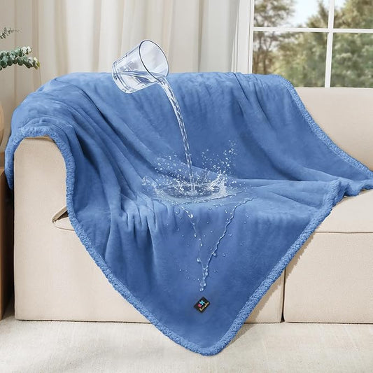 Luciphia Waterproof Pet Blanket, Liquid Pee Proof Dog Blanket for Sofa Bed Couch, Reversible Sherpa Fleece Furniture Protector Cover for Small Medium Large Dogs Cats, Navy Blue Large（65" x 57"） by luciphia