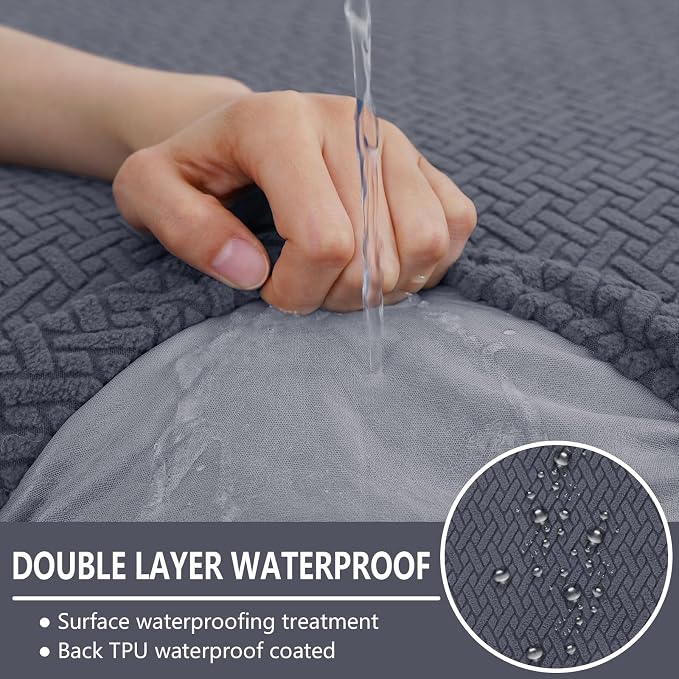 hyha Waterproof Couch Cushion Covers, Anti Slip Sofa Slipcovers for Pets | Waterproof Protection, Thick Jacquard Fabric, Wear Resistant, Anti Slip, Pet Protection (2 Pieces) - Image 4
