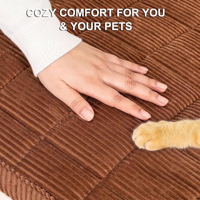 KRFOONN Couch Cover for Dogs Washable Sofa Covers for 3 Cushion Non-Slip Fuzzy Couch Cushion Covers Sofa Slipcovers Couches Furniture Protector for Dogs Pets Mat (Coffee, 27.6" x 70.9") - Image 3