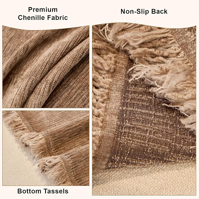 Brown Couch Cover for 2-3 Seater Sofas Solid Chenille Sofa Cover | Versatile Pet Sofa Slipcover for Blankets, Furniture Protector, Dog Couch Covers, Scratch Proof, Bottom Tassel, X-Large - Image 5