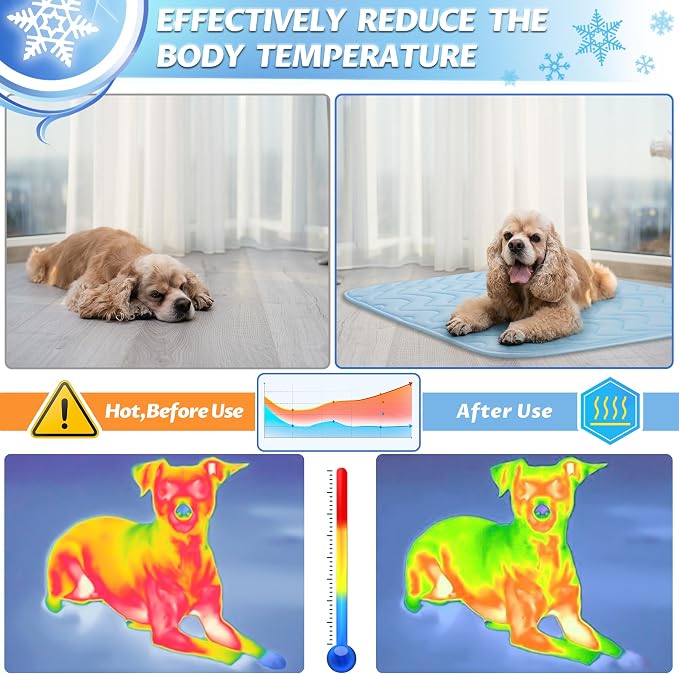 Cooling Mat for Dogs Extra Large, 59"x40" Breathable Cold Crate Pad for Pet with Non-Slip Bottom, Washable Waterproof Cool Fiber Pet Cooling Pad for Dog Bed Indoor/Outdoor Summ - Image 3