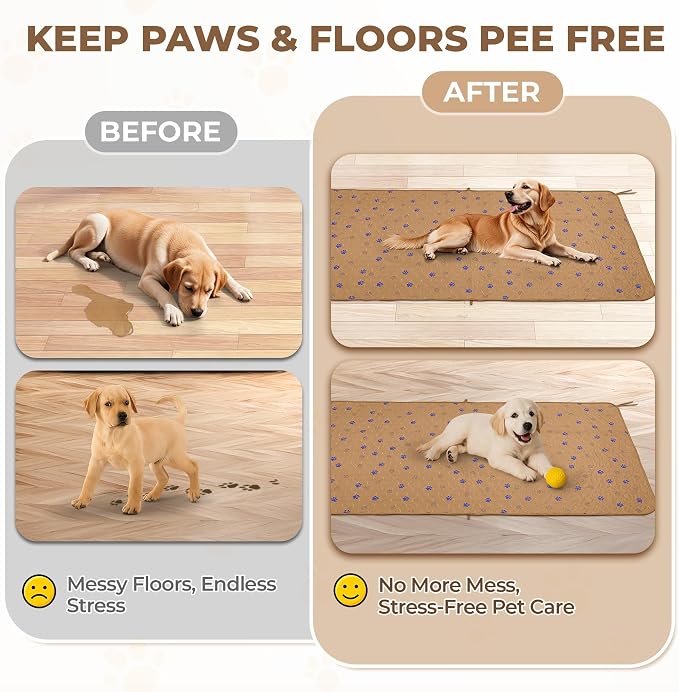 Fostanfly Washable Pee Pads for Dogs, Leak-Proof, 36"x72"-2 Pack, Brown | Ultra-Absorbent, Waterproof, Non-Slip, Large Reusable Pee Pads for Puppy Potty Training, Crate and Playpen with 8 Tie Straps - Image 9