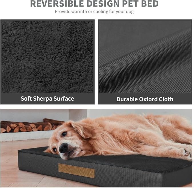 Large Waterproof Orthopedic Dog Bed with Egg Crate Foam | Fits 42x28 Crates, TPU Waterproof Layer, 1680D Washable Oxford Cover, Portable Handle, Indoor & Outdoor Use, Up to 80 lbs - Image 5