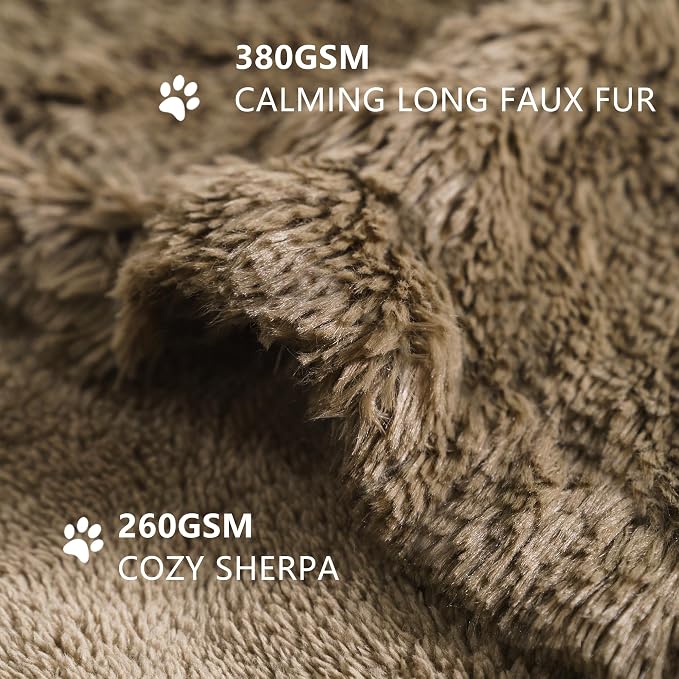 gogobunny Waterproof Dog Blanket for Couch & Furniture Protection - Super Soft Reversible Throw for Large Dogs & Cats, Calming Washable Fur & Sherpa Pet Blanket (33x77 Inch, Stone) - Image 3