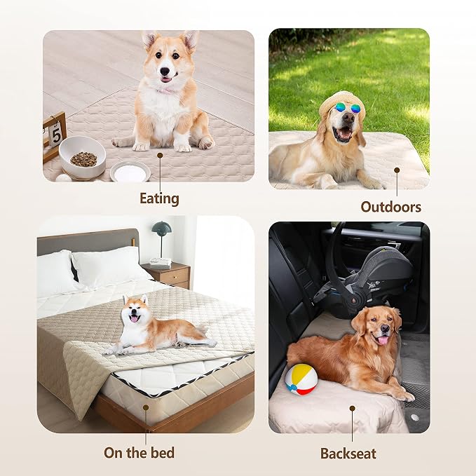 gogobunny 100% Double-Sided Waterproof Dog Bed Cover Pet Blanket Sofa Couch Furniture Protector for Puppy Large Dog Cat, Reversible (30x90 Inch (Pack of 1), Dark Beige/Light Beige) - Image 4