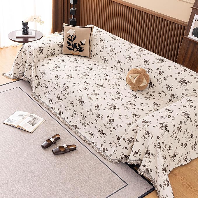 ROOMLIFE Couch Cover 3 Cushion Sofa, Washable Non Slip Furniture Sofa Protector Cover, Soft Chenille Sofa Slipcovers Sectional L Shape Dogs Couch Cover Throw Blanket with Tassels 71''X134'' - Image 5