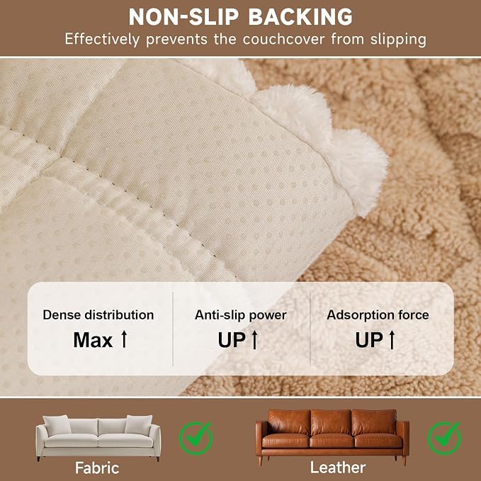 OTOB Plush Couch Protector for Dogs Washable, Fuzzy Non Slip Pet Sofa Cover | Coffee, 27.6"x70.9", Pet Friendly, All Season, Modern Geometric Jacquard, Soft Breathable, Furniture Protector, Modern - Image 7