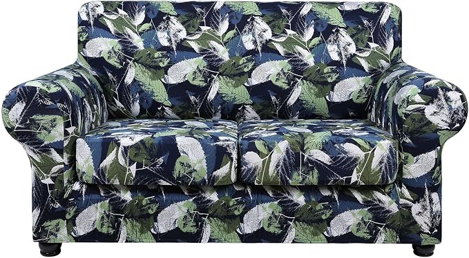 hyha Stretch Couch Cover, Sofa Covers for 2 Separate Cushion Couch Washable | Loveseat Cover, Floral Pattern, Printed, 3 Pieces, 2 Seater Furniture Protector with Elastic Bottom for Dogs, Pet Friendly by hyha