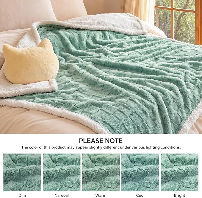 Luciphia Waterproof Dog Blanket, Reversible Fleece & Sherpa, Couch Cover | Soft plush fluffy, washable, puppy, cat, dog bed, crate, car seat, sofa, throw, furniture protector,Green,Large (65" x 57") - Image 5