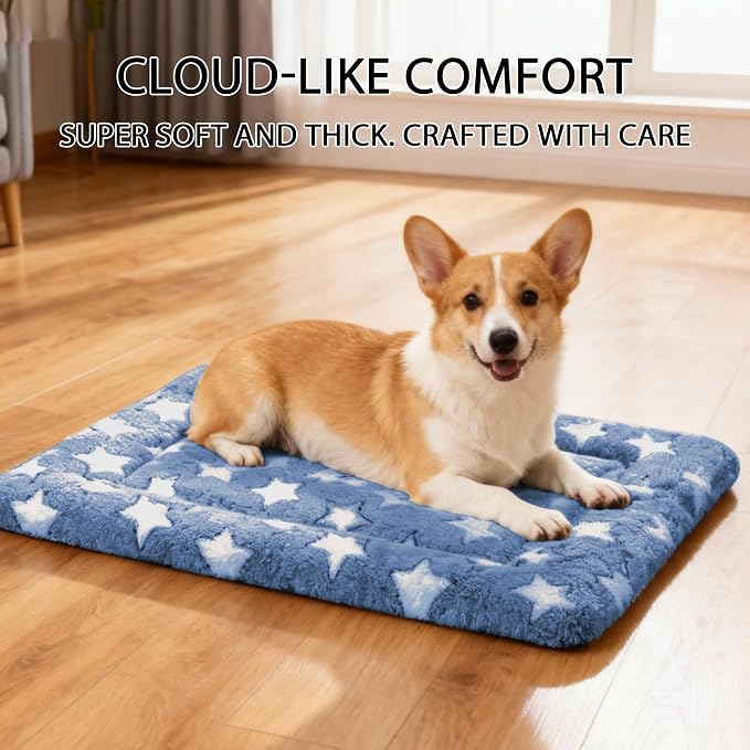 Dog Bed Mat - Dog Crate Pad - Reversible Mat for Pet Comfort - Soft Bed Crate Pads with Dual-Sided Design for All Seasons(Dark Blue Stars, 24" L*18" W*1.5" Th) - Image 5