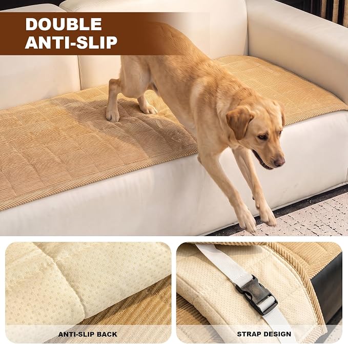 HAOYONG Couch Covers for Dogs Washable, Non Slip Fuzzy Durable Couch Covers for Loveseat Sofa Pet Friendly Furniture Protector Covers Dog Mat for Couches (Beige, 27.6"×59.1") - Image 2