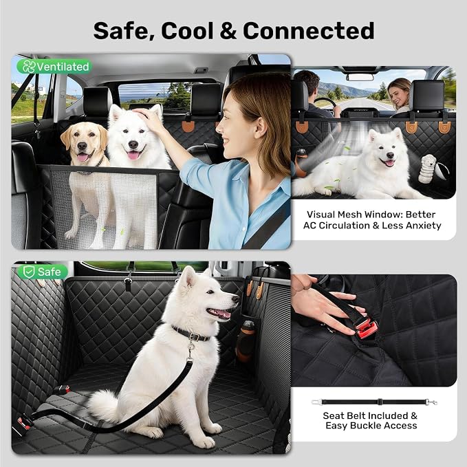 Zanch Heavy-Duty Dog Truck Seat Cover, Flat Solid Back Seat Extender for Multi Large Dogs, Hard Bottom Supports 450 lb, Waterproof Hammock Protector, XL for Full-Size Crew Cab Trucks & SUVs, Matte Blk - Image 6