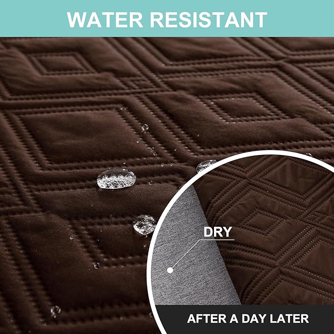 Genina Waterproof L Chaise Sectional Cover for Kids Pets (Chocolate, Small) | Reversible Design,Anti-Slip Fit,Blocks Pet Hair and Scratches,Stain-Resistant & Easy Install,Machine Washable - Image 2