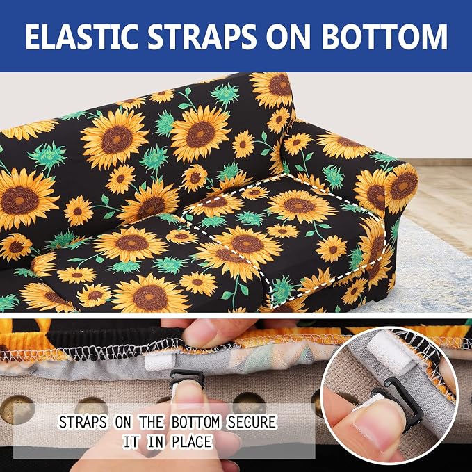 hyha Stretch Couch Covers, Chair/Sofa Covers, Armchair Slipcover for Dogs | Floral Pattern, Printed, 2 Pieces, Separate Couch Cushion Slipcover, Soft Chair Cover with Elastic Bottom for Pets (Armchair) - Image 5