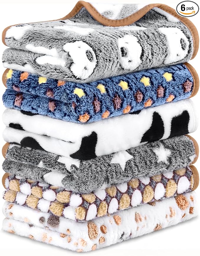 Eilyliafe 6 Pcs Guinea Pig Bedding Cage Liners Small Animal Flannel Blankets Sleep Mat Absorbent Reusable Pet Pee Bedding Pad Cover for Hamster Ferret Chinchilla Rabbit Hedgehog (16 x 24 Inch, Multi) by Eilyliafe