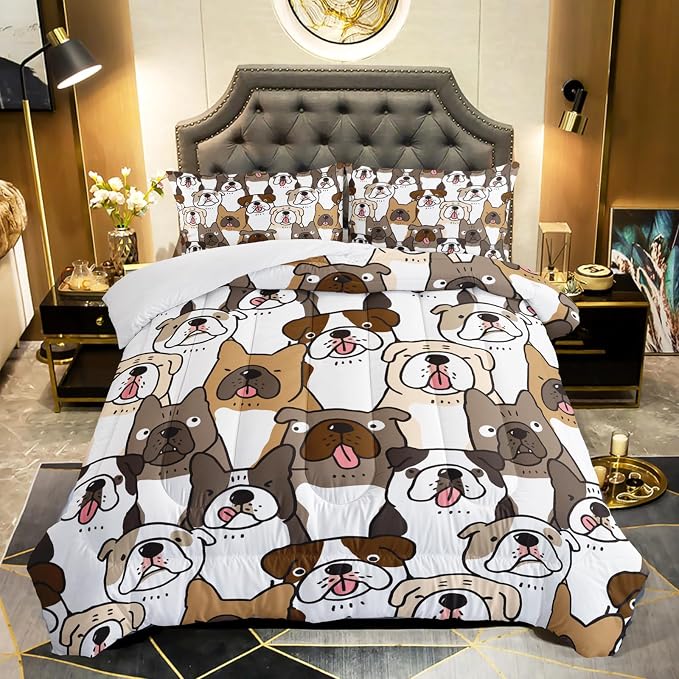 QOOMO Kawaii Dog Comforter Twin Size,Dogs Comforter Set for Kids Teens Girls Boys,3Pcs Bedding Set Printed Comforter with 2 Pillowcases,Down Alternative,Soft and Lightweight，Twin Size by QOOMOHOME
