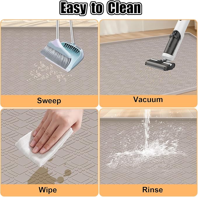 Silicone Cat Litter Mat 42" x 29" Cat Mat for Litter Box, Khaki | Extra Large Cat Litter Trapping Mat for Floor, Waterproof, Non-Slip Kitty Litter Box Mat with Raised Edge, Easy to Clean - Image 7