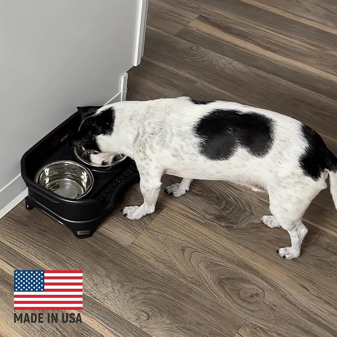 Neater Feeder Express Mess Proof Dog Bowls Elevated for Small Breeds Under 15 Lb, Made in USA, No Spill Raised Dog Food Bowl Stand, Stainless Steel Food and Water Bowl Set, Feeding Station, Black - Image 5