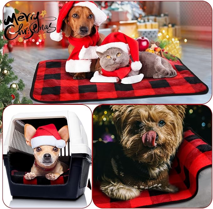 Reginary 4 Pcs Waterproof Guinea Pig Blankets Washable Small Animal Fleece Bedding Absorbent Guinea Pig Cage Liners Reusable Training Pee Pad Pet Sleep Mat for Hamster(Plaid,24 x 16 Inch) - Image 4
