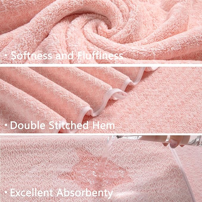 Ycosy 18 Piece Bath Towels Set,100% Microfiber Family Bathroom Towel with Hanging Loops-6 Bath Towels,6 Hand Towels,6 Washcloths,Quick Dry Highly Absorbent Shower Towel for Bathroom,Hotel,Spa-Pink - Image 9