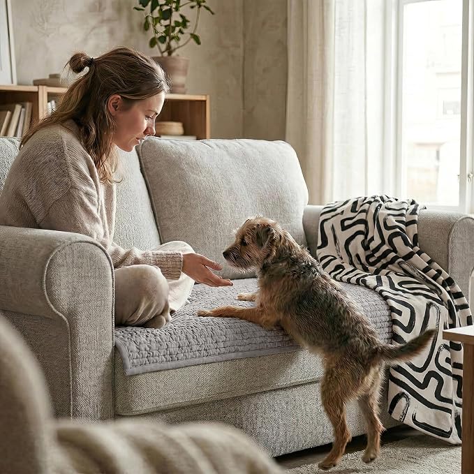 PAULATO BY GA.I.CO. Waterproof Couch Cover – 24x47 Blanket for Sofa Car Seat or Crate – Machine Washable Absorbent Reusable Pad for Puppy Training – Dogs Cats Pets Friendly Protector - Light Grey - Image 6