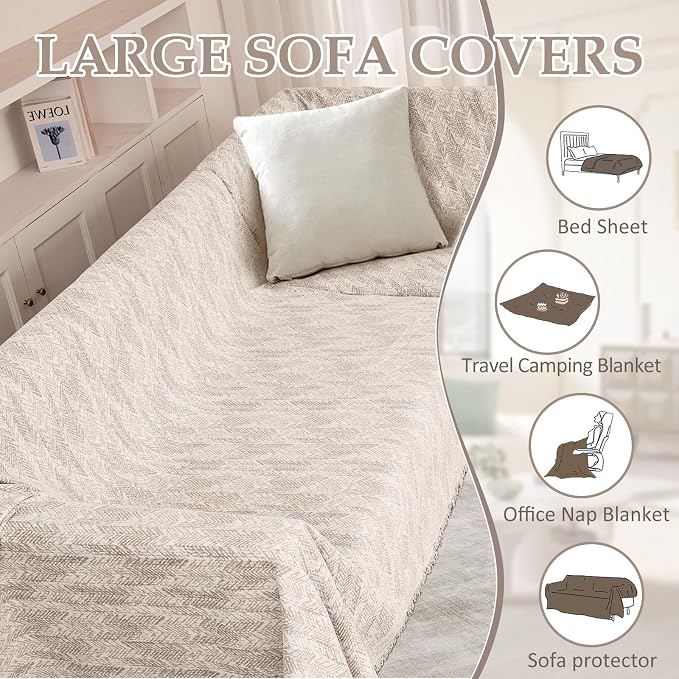 1OO% Waterproof Sectional Couch Covers for Dogs L Shaped Corner Sofa Cover Washable Chenille Sofa Slipcovers Blanket Modern Jacquard Pet Furniture Protector (91"x276", Light Khaki) - Image 8