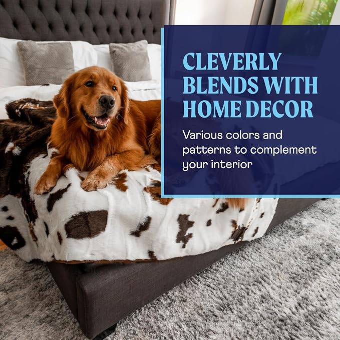 PAW BRANDS PupProtector Waterproof Throw Blanket, Brown Cowhide, 60x50 | Waterproof, machine washable — protects couches, beds & car seats - Image 7