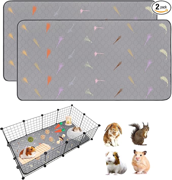 2Pcs Guinea Pig Cage Liners,Guinea Pig Fleece Cage Liners24''X48'' Super Absorbent Washable Pee Pads Reusable for Rabbit Hamster Chinchilla by LWYMX